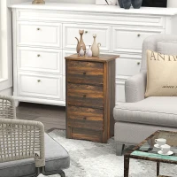 HOMCOM Comodino con 3 Cassetti dallo stile Rustico in Legno, 40x30x74 cm, Marrone(m-10)