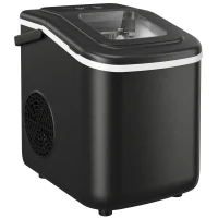 HOMCOM Countertop Ice Maker Machine 9 Cubes in 7 Mins Portable Ice Machine Ice Scoop and Basket 2 Sizes Black(m-1)