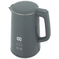 HOMCOM Electric Kettle, 1.7L Fast Boil 3kW Water Kettle with UK Strix Thermostat, LED Display, Keep Warm Function, Grey(m-1)