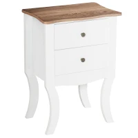 HOMCOM Mesilla de Noche Cajonera con 2 Cajones de Almacenaje Base Elevada para Dormitorio Salón Estilo Nórdico y Vintage 46,5x32x64,5 cm Blanco(m-10)