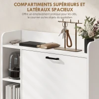 HOMCOM Meuble à chaussures 15 paires, armoire à chaussures moderne avec 2 tiroirs rabattables, 83x24x90,5cm, blanc(m-6)