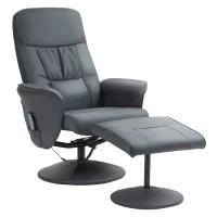 HOMCOM Massagesessel mit Fußhocker, Ergonomischer Stuhl mit 10 Vibrationspunkten, Kunstleder, 76 x 81 x 105 cm, Dunkelgrau(m-1)