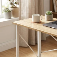 HOMCOM 80 cm Folding Desk on Wheels - Natural Tone(m-11)