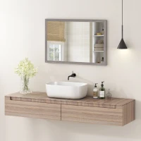 HOMCOM Wall Bathroom Mirror, 40 x 60 cm Wall-Mounted Mirror for Living Room, Bedroom, Hallway, Grey(m-10)