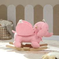 AIYAPLAY Kids Rocking Horse, Baby Ride on Elephant Rocker with Safety Belt and Sound for Toddlers 18 to 36 Months, Pink(m-8)