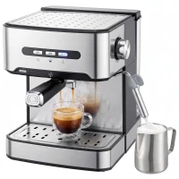HOMCOM Espresso Machine, 20-Bar Semi Automatic Cappuccino Coffee Maker with Frother Wand, 1.6 L Water Tank, Black and Silver(m-15)