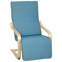 HOMCOM Sillón de Salón con Reposapiés Ajustable Butaca Tapizada en Lino Sintético para Oficina Dormitorio 66,5x94x100cm Azul(m-1)