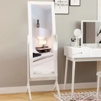 HOMCOM Specchio a Figura Intera con 4 Gambe e Angolazione Regolabile, in Legno e Vetro, 47x46x148 cm, Bianco(m-2)