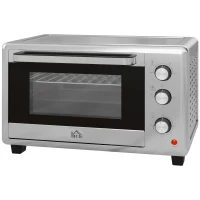 HOMCOM Fornetto Elettrico da 30L con 3 Funzioni di Cottura, Temperatura Regolabile e Timer, 1600W, Argento(m-11)