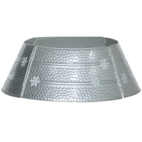 HOMCOM Falda para Árbol de Navidad de Metal Impermeable Decoración para para Fiestas Hogar 66x66x23 cm Plateado(m-1)
