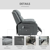 HOMCOM Riser and Recliner Chair with Vibration Massage, PU Leather Power Lift Chair for Elderly, Grey(m-4)