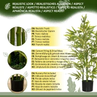 HOMCOM Plantă Artificială de Bambus Înaltă de 90 cm cu 504 Frunze din PEVA și PP Verde cu Ghiveci din Ciment Ø15x12.5 cm(m-4)