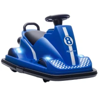 AIYAPLAY Kids Bumper Car, 360° Rotation Spin Electric Waltzer Car with LED Lights, Music for Ages 3-8 Years Old, Blue(m-1)