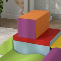 HOMCOM Juego de 7 Bloques de Espuma para Niños 1-3 Años Bloques Psicomotricidad Juguetes de Construcción 60x40x11 cm Multicolor(m-9)