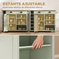 HOMCOM Isla de Cocina con Ruedas Tapa Abatible Especiero Estantes en la Puerta Armario 2 Cajones 117,5x70x91 cm Verde Claro(m-6)