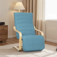 HOMCOM Sillón de Salón con Reposapiés Ajustable Butaca Tapizada en Lino Sintético para Oficina Dormitorio 66,5x94x100cm Azul(m-10)
