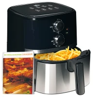 HOMCOM 4.5L Air Fryer, 1500W Air Fryer Oven with Rapid Air Circulation, Adjustable Temperature, Timer and Nonstick Basket for Oil Less or Low Fat Cooking, Black(m-1)