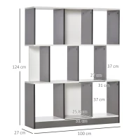 HOMCOM Mobile Libreria a 8 Ripiani per Soggiorno e Camera da Letto, in Legno, 100x24x124 cm, Grigio Carbone(m-3)
