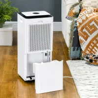 HOMCOM 3500mL Portable Dehumidifier with Air Purifier, 24H Timer, 5 Modes, 16L/Day, for Home Laundry, White(m-9)