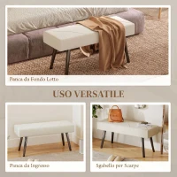HOMCOM  Panca Imbottita Ingresso e Soggiorno, Panca Fondoletto in Velluto con Gambe in Acciaio, 100x36x45cm, Crema(m-6)