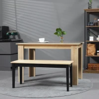 HOMCOM Banc en bois pour 2 personnes bicolore assise naturelle et piètement noir 102 x 36 x 45 cm(m-10)