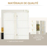 HOMCOM Paravent interieur en bois 6 panneaux 240 x 170 cm séparateur de pièce pliable pour salon, chambre à coucher, naturel(m-5)