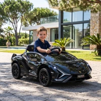 HOMCOM Lamborghini Sian Licensed Electric Car for Kids, 12V Kids Electric Ride on Car with Dual Motors, Remote Control, Black(m-14)