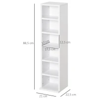 HOMCOM Set 2 Librerie Scaffale porta CD e DVD a 12 Ripiani Totali per 204 CD, in Legno, 21x22.5x88.5 cm, Bianco(m-3)