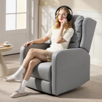 HOMCOM Massagesessel mit Rücklehnfunktion, Kunstleder, elektrisch verstellbar, Fußstütze, Seitentasche, Stahlrahmen, Grau(m-2)