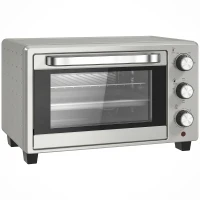 HOMCOM 21L Mini Countertop Oven, 100°C-230°C Adjustable Temp - Silver Tone(m-1)