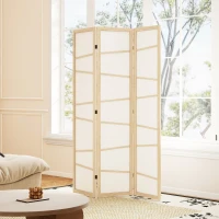 HOMCOM Wooden Folding Privacy Screen, 3 Panel Room Divider for Bedroom, Natural Wood Finish(m-8)