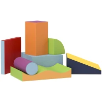 HOMCOM Conjunto de 7 Blocos de Espuma para Crianças 1-3 Anos, Blocos de Psicomotricidade e Construção, 60x40x11 cm, Multicolor(m-11)