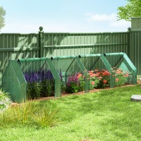 Outsunny Mini Serre de Jardin mini serre tunnel 4 fenêtres avec Zip enroulables Acier PE 140 g/m² Anti-UV 360x90x90cm Vert(m-11)