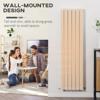 HOMCOM 460 x 1600 mm Double Panel Vertical Designer Radiator, Water-filled Heater for Home, Space Heater, Quick Warm up, Living room, Study, Apartments, White(m-7)