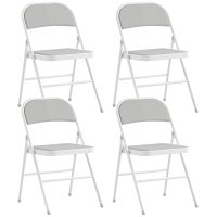 HOMCOM Lot de 4 chaises pliantes chaises de salle à manger portables cadre en acier 45 x 46 x 78 cm blanc