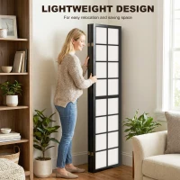 HOMCOM 4 Panel Folding Room Divider, Freestanding Room Separator, Indoor Privacy Screen for Living Room, Bedroom, Black(m-6)