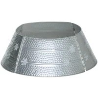 HOMCOM Falda para Árbol de Navidad de Metal Impermeable Decoración para para Fiestas Hogar 66x66x23 cm Plateado(m-11)