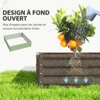 Outsunny Carré potager de jardin potager surélevé, acier galvanisé, résistant à la rouille 120x120x30cm, vert clair(m-6)