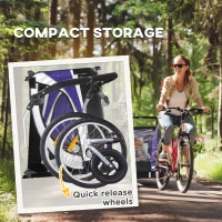 HOMCOM Baby Bike Trailer with 5 Point Harness, Steel Frame, Reflectors, Safety Flag, Hitch Coupler, Purple(m-6)