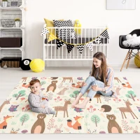 HOMCOM Alfombra Infantil Plegable y Reversible Alfombrilla de Juegos para Bebé Acolchado 2 Caras Impermeable Antideslizante Portátil 200x150 cm Multicolor(m-10)