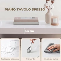 HOMCOM Tavolino da Salotto Rettangolare con Ampio Ripiano, 90×45×44.5 cm, Bianco(m-4)