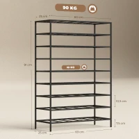 HOMCOM Étagère à vin rack pour bouteilles range-bouteilles capacité 54 bouteilles dim. 63L x 25l x 91H cm métal noir(m-3)