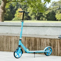 AIYAPLAY Foldable Kids Scooter with Adjustable Handlebar, 200mm Big Wheel, Rear Fender Brake, for Ages 6-12 Years, Blue(m-10)