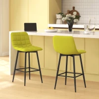HOMCOM Set 2 Scaune de Bucătărie Stil Nordic din Material cu Efect de Catifea și Metal, 45x47x84 cm, Galben(m-6)
