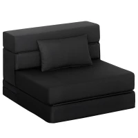 HOMCOM Fauteuil convertible 1 place fauteuil lit pliant, coussin inclus, pour invités, salon, petit espace, charge 120 kg, noir(m-11)