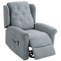 HOMCOM Poltrona Relax Reclinável Elétrica Poltrona Elevatória com Encosto Alto Capitonê Controlo Remoto 85x91x103 cm Cinza(m-10)