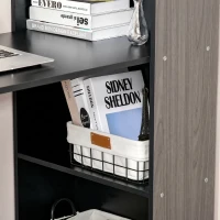 HOMCOM Birou PC din Lemn cu 6 Rafturi Laterale pentru Depozitare, 120x55x120 cm, Negru(m-9)