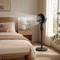 HOMCOM Pedestal Fan, Powerful Air Circulator, 36 Inch Floor Standing Fan with 3 Speed Settings, 70° Oscillating for Bedroom, Home and Office, Black(m-9)
