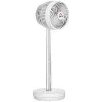 HOMCOM Ventilateur de bureau avec télécommande et batterie rechargeable, alimenté par USB, inclinaison et hauteur réglables, blanc(m-1)