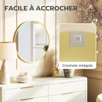 HOMCOM Miroir mural rond Ø 61 cm, cadre en alliage d'aluminium, pour salle de bain, chambre, salon, couloir, doré(m-6)